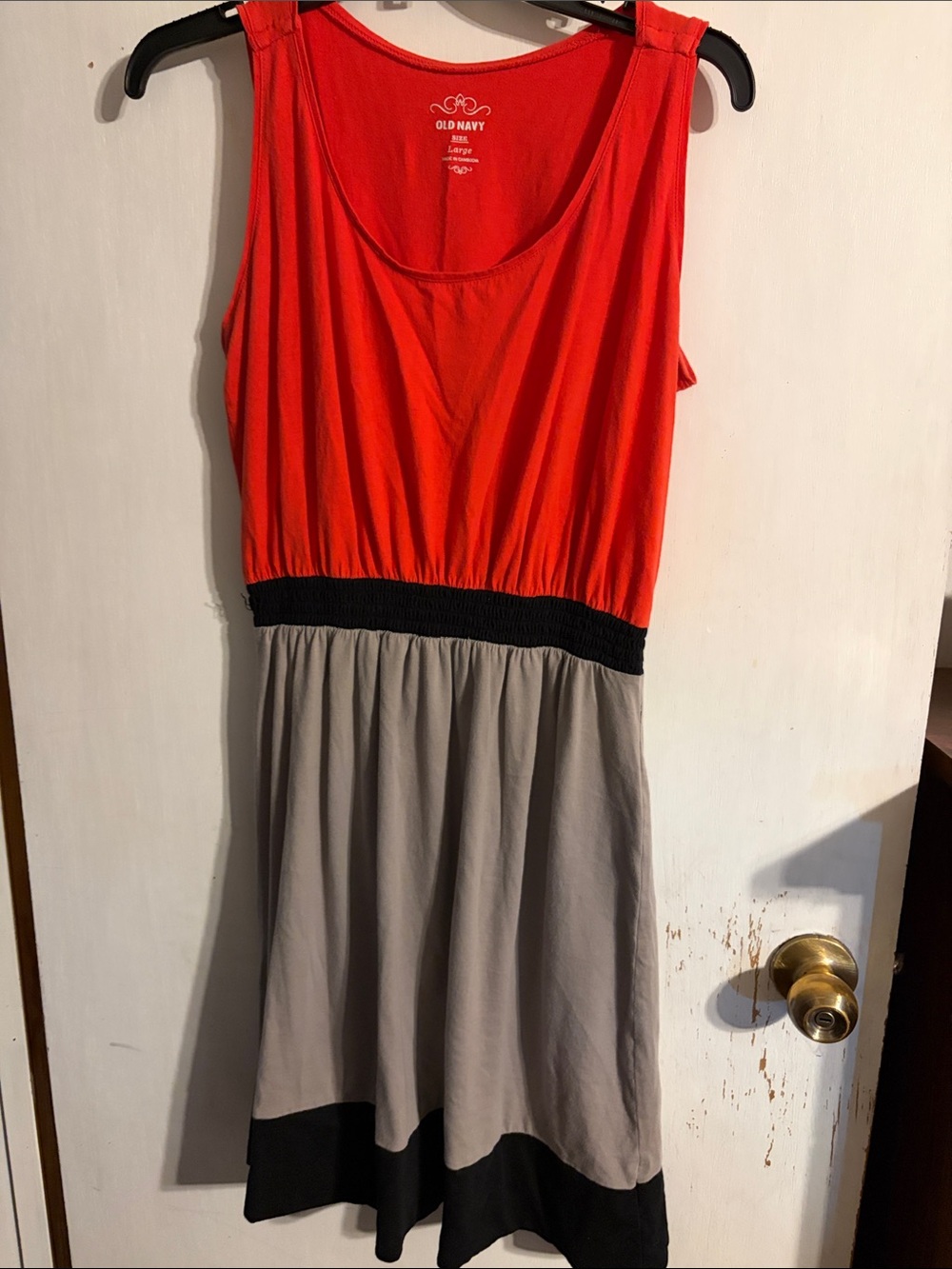 Old Navy Ladies Large Sundress Orange Gray Black Trim